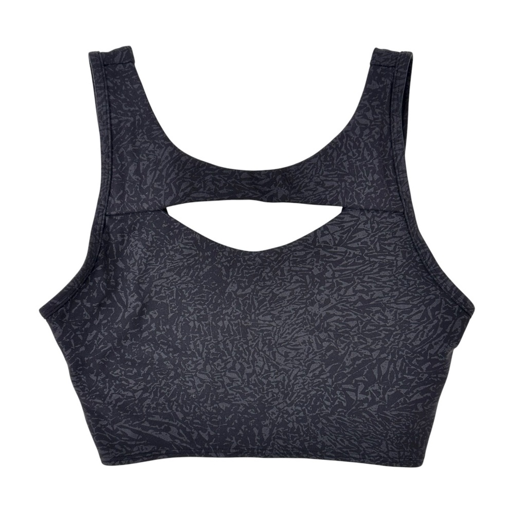 Lululemon Everlux Cut-Out Train Bra - Black & Gray Printed Active Sports Bra Top